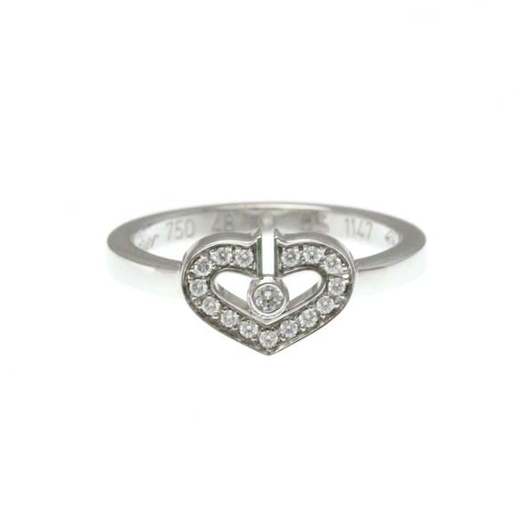 Cartier C Heart Ring White Gold (18K) Fashion Diamond Band Ring Silver